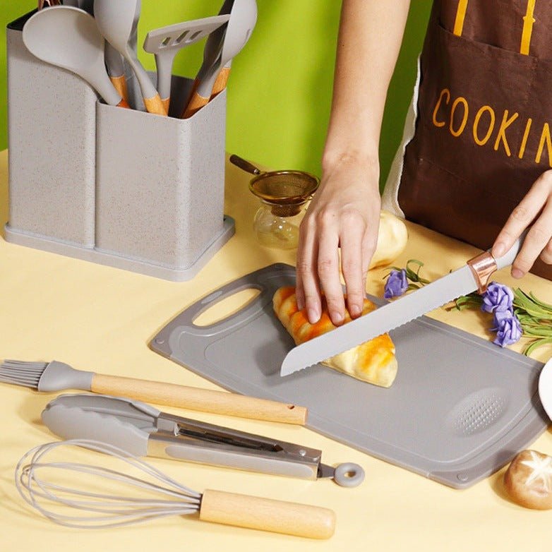 Ensemble 19 Pièces de Couteaux et Cuillères à Soupe Antiadhésifs en Silicone"